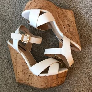 Forever 21 - strappy white cork platform wedges